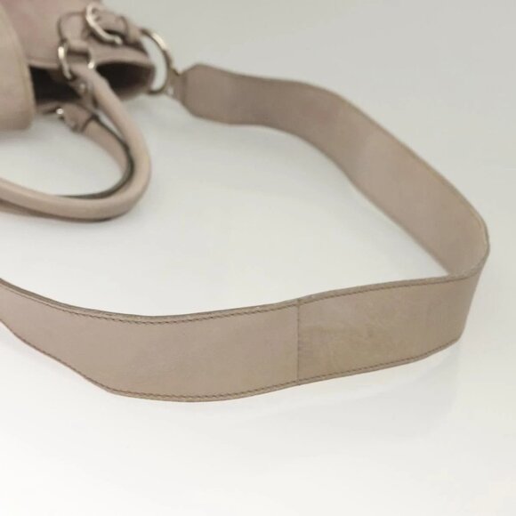 Salvatore Ferragamo Gancini Hand Bag Leather 2way Purple Silver Auth - Picture 8 of 16